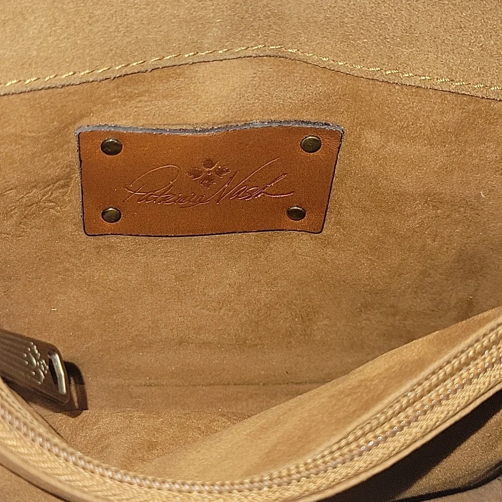 Patricia Nash Brown Patchwork Leather Top-Handle Crossbody Bag